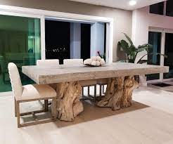 Concrete Dining Table With Real Wood Tree Stump Base Etsy Concrete Dining Table Wood Table Design Outdoor Dining Table