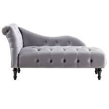 Welcome to the chaise lounge! Naomi Grey Velvet Tufted Roll Back Chaise Lounge At Home