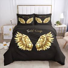 The 280 grams per square. 2020 New Bedding Set Teen White Gold Wings Feather Bedding Black Bedding Set Soft Duvet Cover Single Twin Full Queen King Size Comforter Cover Bedding Home Textile Wish