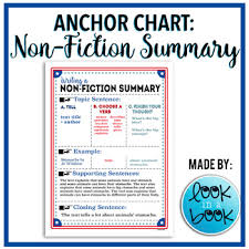 Nonfiction Summary Anchor Chart Worksheets Teaching