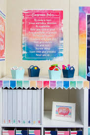 Calm And Colorful Classroom Decor Make Lovely Displays With A Whole Spectrum Of Colors Elementary Classroom Decor Watercolor Classroom Teacher Classroom