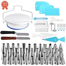 Nexgadget Kit De Decoration De Gateau 102 Pieces 48 Douilles De Poches Poches Patissiere En Silicone Outils Ustensiles En 2020 Ustensile Decorations De Gateaux Douille
