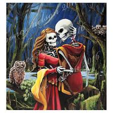 Day Of The Dead Romantic Art Print Renaissance Skeleton Couple Art Romantic Art Love Art