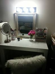 Vanity Table With Mirror Table From Walmart 56 Mirror From Ross 15 Acrylic Make Up Storage From Muji Com 27ea Diy Vanity Diy Vanity Table Vanity Table