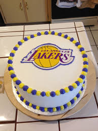 Prepare cake batter according to package directions. Lakers Cake Basketball Cake My Birthday Cake Basketball Birthday Cake