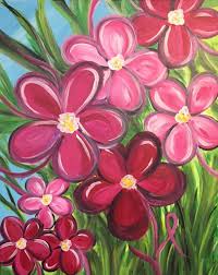 Flowers Pink Ribbon Flowers Flower Painting Canvas Acrylic Painting Flowers Easy Flower Painting