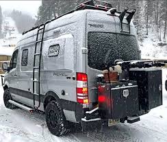 4x4 Winnebago Revel With Aluminess Rear Bumper Storage Boxes Bike Rack And Side Ladder Mercedes Sprinter 4x4 Camper Custom Camper Vans Luxury Campers