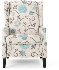 Check spelling or type a new query. Amazon Com Westeros Traditional Wingback Fabric Recliner Chair White Blue Floral Furniture Decor