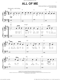 All of me piano noten. Legend All Of Me Sheet Music For Piano Solo Big Note Book