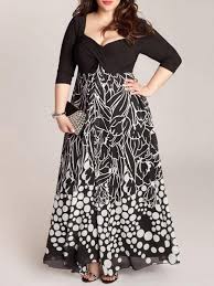 Black 3 4 Sleeve Dress Plus Size 3 4 Sleeve Printed Chiffon V Neck Maxi Plus Size Dress Maxi Dress Plus Size Maxi Dresses Size Fashion