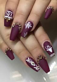 Burgundy Matte Snowflake Winter Festive Nails Design Nailsbymztina Beauty Nails Design Festival Nails Coffin Nails Designs