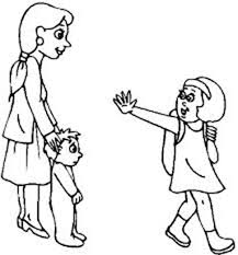 First Day Of School A Little Girl Waving To Her Mother And Brother On First Day Of School Colorin School Coloring Pages Coloring Pages Online Coloring Pages