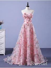 Sweetheart Pink Floral Formal Dresses For Women Elegant Appliqued Evening Ball Gowns Cheap Prom Floral Prom Dresses Pink Evening Dress Prom Dresses Long Lace