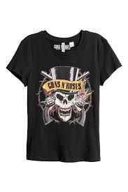 Printed T Shirt Black Guns N Roses Ladies H M Gb Tops Prints Mouwen