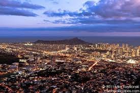 Downtown Honolulu City Lights At Night W Diamond Head Crater Etsy Honolulu City Lights City Lights At Night Honolulu City