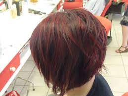 Mèche + coupe carré plongeant. Meches Rouge Sur Carre Plongeant Cheveux Rouge Bordeaux Cheveux Bordeaux Cheveux