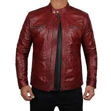 Mens Red Leather Biker Jacket Discounted Price Australia