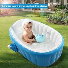 When to orchestrate your baby's first bath is a matter of some debate. Buy Inflatable Baby Bathtub With Air Pump Portable Toddler Bathtub Baby Bath Tub Foldable Shower Basin For Newborn Travel Bath Tub Baby Shower Gift Blue Online In Vietnam B088fxsw9y