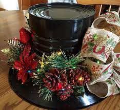 Top Hat Centerpieces Made From Tin Coffee Can And A Record With Ribbon And Ho Christmas Centerpieces Diy Christmas Table Centerpieces Christmas Decor Diy Cheap