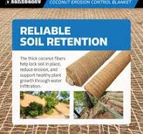 Coconut Blanket - Erosion Control (Biodegradable) - Steep Slopes (1:1) -  Lasts 2-5 yr (3.75 ft x 120 ft) 1 roll - Plastic Netting - $188.76/roll