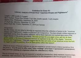 Quoting from poems in an essay. Guidelines For Essay 1 Literary Analysis Of Poems Chegg Com