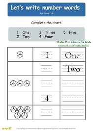 lets write number words maths worksheets for kids