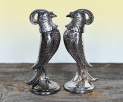 Pewter Bird Salt And Pepper Shakers Vintage Silver Bird Salt And Pepper Shakers Viking Ep Steel Silver Plated Quails Circa The 1940s Art Nouvea Vintage Silver Glass Pedestal Cake Stand Vintage
