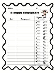 Incomplete Homework Log Part Of Packet For Homework