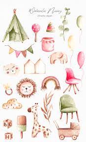 Watercolor Baby Shower Clipart Boho Nursery Decor Kids Room Etsy In 2021 Watercolor Baby Shower Greeting Card Art Baby Art