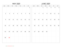 Blank, editable and easy to print. June 2021 Calendar Printable