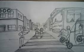 You Are Standing On A Foot Path Near A Pedestrian Zebra Crossing On The Road Perspective Drawing Architecture 1 Point Perspective Drawing Perspective Art