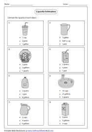 Capacity Worksheets Capacity Worksheets Worksheets Measurement Worksheets