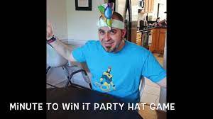 Minute To Win It Party Hat Game Video Family Fun Games Games For Kids Family Party Games