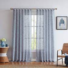 Buy blue rose printed curtains from our online website swayamindia.com and make an incredible addition to your décor. Amazon Com Central Park Blue Tab Top Sheer Metallic Window Curtain Linen Fabric For Living Room Bedroom Sparkling Decorative With 7 Tab Top Loops Bliss Farmhouse Curtains 50 X 63 1 Pk Home