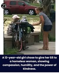 A 12-year-old girl donates her 5 to a homeless woman