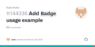 Add `Badge` usage example · Issue #144336 · flutter/flutter · GitHub