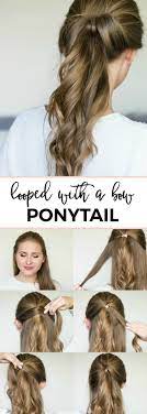 Looped With A Bow Ponytail Easy 5 Minute Hair Tutorial Fancy Looped Ponytail With Loose Waves Hair Tut Hair Tutorials Easy Work Hairstyles Loose Waves Hair