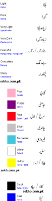 Colors Name List In Urdu And English With Pictures Sekho Com Pk In 2020 Colour Names List Color Names Urdu Words With Meaning