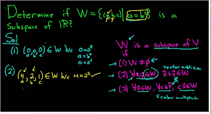 Determine If W A B C A B 2 Is A Subspace Of The Vector Space R 3 Math Videos Maths Exam Vector