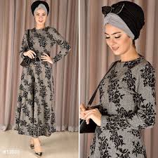 Cicek Desen Elbise Gri Png 139 90 Tl Tesettur Ferace Elbise Modelleri 2019 Elbise Moda Stilleri The Dress