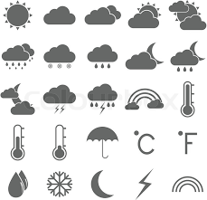 Meteorologische symbole, wetterkartensymbole, meteorologische zeichen, in wetterkarten werden bestimmten wettererscheinungen symbole zugeordnet, ebenso den fronten ( abb. Wettersymbole Auf Weissem Hintergrund Stock Vektor Colourbox