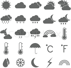 Täglich beschäftigen wir uns damit und es. Wettersymbole Auf Weissem Hintergrund Stock Vektor Colourbox