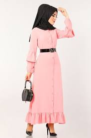 Modaselvim Elbise Kemerli Dugmeli Elbise 2086ab368 Pudra Hijab Dress Fashion Dresses