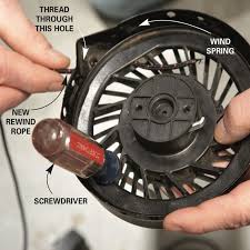 I tried to start my lawn mower and my pull cord remained extended after i tried to pull it. Lawn Mower Repair Broken Cord Diy Family Handyman