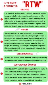 Rtw Meaning What Does Rtw Stand For With Useful Conversations 7esl In 2021 Meant To Be Other Ways To Say Slang Words