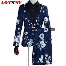 Inc mens blazer blue black medium m slim fit floral jacquard two button $129 083. 2021 Wedding Men Blazer Slim Fit Tide Navy Blue Floral Print Fashion Casual Suits Mens Sets Jacket Pants Designs From Octavi 60 43 Dhgate Com