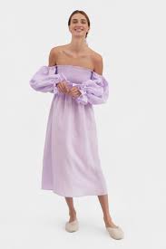 Atlanta Linen Dress In Lavender Sleeper