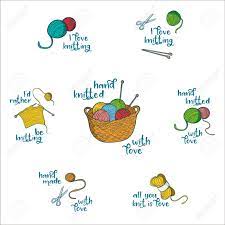 Check spelling or type a new query. Collection Of 7 Labels With Knitting Related Quotes I Love Knitting All You Knit Is Love I D Rather Be Knitting Hand Knitted With Love Colorful Objects And Text Royalty Free Cliparts Vectors