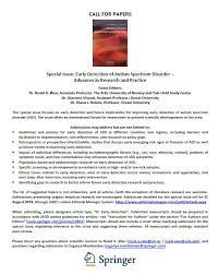 Maybe you would like to learn more about one of these? Springer Psychology On Twitter Call For Papers Jadd Special Issue On Early Detection Of Autism Spectrum Disorder Submission Deadline Is August 31 2019 More Information Can Be Found On The Journal S Homepage