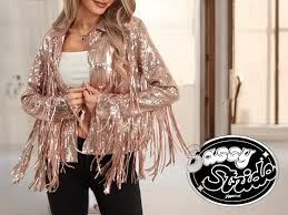 Women's Long Sleeve Outerwear Fashionable Sequin Jackets Stylish Blazer  Outfit